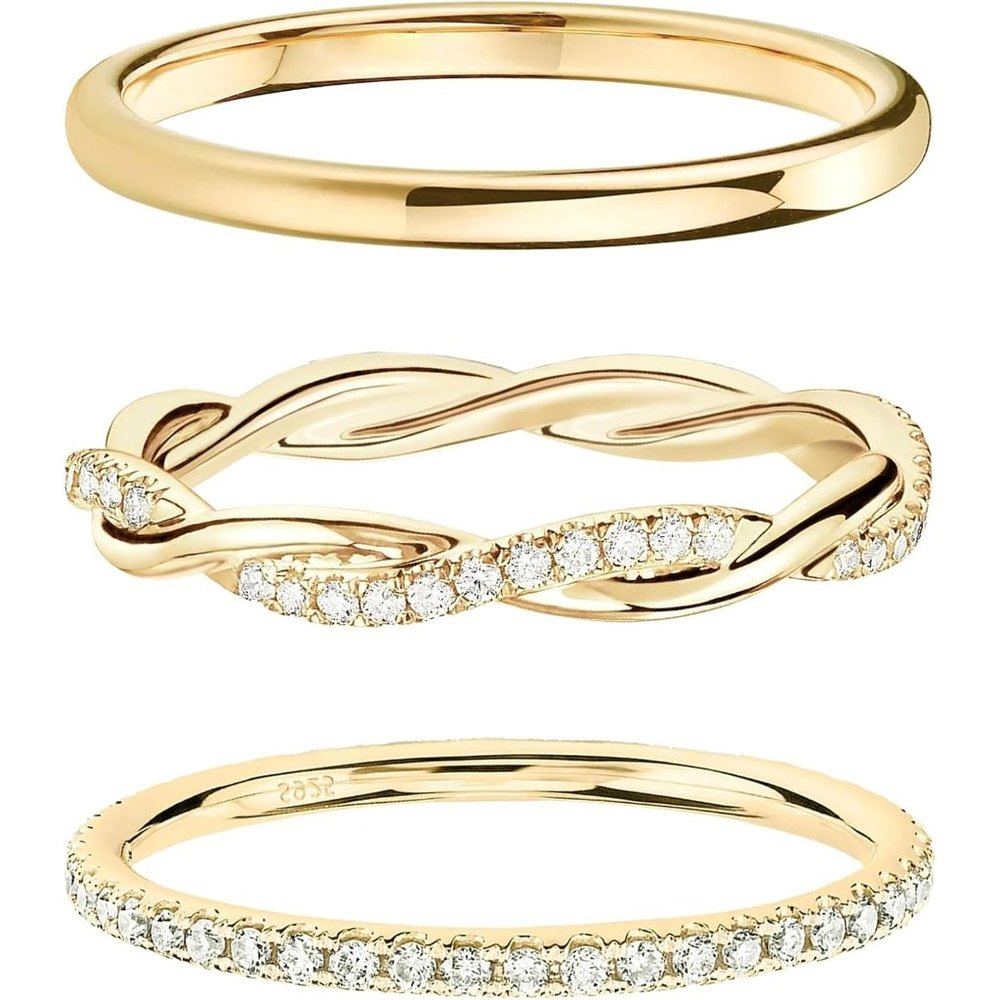 💫 Women Gold Cubic Zirconia Ring Stackable 14K Diamond Thumb Fashion Jewlery